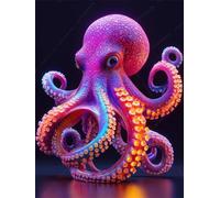 Diamond Painting Kit for Adults, 5D DIY Octopus Diamond Art Kits for Beginners Round Full Drill Dimond Painting Pictures Pink Crystal Gem Arts and Crafts for Living Room Wall Decoration 20x30cm X-311