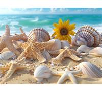 Diamond Painting Kit for Adults, 5D DIY Starfish Diamond Art Kits for Beginners Round Full Drill Dimond Painting Pictures Beach Crystal Gem Art and Craft for Living Room Wall Decoration 20x30cm X-703