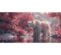 Diamond Painting Kit for Adults Animal, Large Diamond Art for Adults Bear Pattern with Round Full Drill, DIY Crystal Art Paintings Embroidery Kits for Home Living Wall Room Decor 50x100 CM D-398