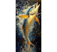 Diamond Painting Kit for Adults Animal, Large Diamond Art for Adults Fish Pattern with Round Full Drill, DIY Crystal Art Paintings Embroidery Kits for Home Living Wall Room Decor Gift, 10x20cm D-536