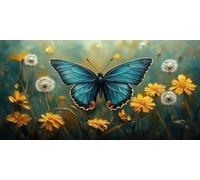 Diamond Painting Kit for Adults Butterfly, Large Diamond Art for Adults Flower Pattern with Round Full Drill, DIY Crystal Art Paintings Embroidery Kits for Home Living Wall Room Decor 90x180 CM D-178
