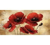 Diamond Painting Kit for Adults Chrysanthemum Diamond Art Canvas Painting Pictures, Red Full Drill round Rhinestone Embroidery, Gem Crystal Art Gifts Women for Beginner Home Wall Decor 70x35cm 0O-1535