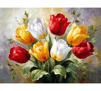 Diamond Painting Kit for Adults Flower 90x120cm 5D Diamond Art Tulip Full Drill Diamonds Embroidery Canvas Painting for Beginners Simple Operation Dimond Art Pictures for Living Room Wall Decor L-706