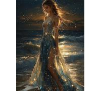 Diamond Painting Kit for Adults Girl 30x40cm 5D Diamond Art Beach Full Drill Diamonds Embroidery Canvas Painting for Beginners Simple Operation Dimond Art Pictures for Living Room Wall Decor L-660