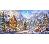 Diamond Painting Kit for Adults Landscape,Large Diamond Art for Adults Small Town Pattern with Round Full Drill,DIY Crystal Art Paintings Embroidery Kits,Home Living Wall Room Decor 50x100 CM D-388