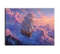 Diamond Painting Kit for Adults Sky Boat Diamond Art, Crystal Art Kits for Adults Crafts Gem Kit, Home Wall Autumn Decorations Paintings, Suitable for Christmas Halloween Decorations 35x45cm W-w-387