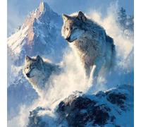 Diamond Painting Kit Wolf 5D Diamond Art Kits Snow Mountain, Easy DIY Gem Art Adult Crafts Full Drill Square Crystal Cross Stitch, Hobbies for Adults Women, Home Wall Decoration 39.4x39.4inch 6-1J84