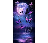 Diamond Painting Kits Adults Kids Beginners, 5D DIY Full Drill Butterfly Moon Diamond Art with Sparkly Gems, Hobbies for Adults Women, Creative Craft All Seasons Gifts for Friends Family 12x24in N-296
