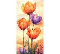 Diamond Painting Kits Adults Kids Beginners, 5D DIY Full Drill Flower Orange Diamond Art with Sparkly Gems, Hobbies for Adults Women, Creative Craft All Seasons Gifts for Friends Family 24x48in N-304