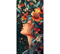 Diamond Painting Kits Adults Kids Beginners, Full Drill Flower Woman Diamond Art with Sparkly Gems, Hobbies for Adults Women, Creative Craft All Seasons Holiday Gifts for Friends Family 12x24in N-380