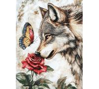 Diamond Painting Kits, Animals Wolves Flowers and Butterflies DIY 5D Diamond Art Full Drill Crystal Rhinestone Embroidery Pictures Art Craft for Home Wall Decor 40x50cm