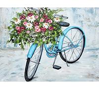 Diamond Painting Kits Bicycle Rose Flower Diamond Painting Full Kits Adults Kids 5D Diamond Painting Kits Full Drill Diamond Art Cross Stitch Crystal Art Kits Home Wall Decor 30x40cm