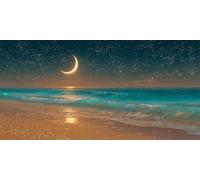 Diamond Painting Kits for Adults, 5D Diamond Art Beach Sea 60x120cm, DIY Large Crescent Moon Starry Sky Dimond Art kits Adults, Crystal Rhinestone Embroidery Canvas for Home Wall Decor (RD253)