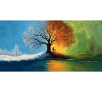 Diamond Painting Kits for Adults, 5D Diamond Art Four Seasons Tree 70x140cm, DIY Large Large Tree Dimond Art kits Adults, Crystal Rhinestone Embroidery Canvas Crafts for Home Wall Decor (RD133)
