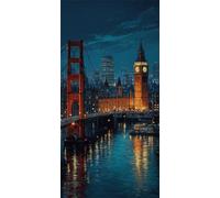 Diamond Painting Kits for Adults, 5D Diamond Art Golden Gate Bridge 40x90cm, DIY Large London Big Ben Dimond Art kits Adults, Crystal Rhinestone Embroidery Canvas for Home Wall Decor (RD865)