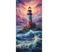 Diamond Painting Kits for Adults, 5D Diamond Art Lighthouse 40x90cm, DIY Large Waves Dimond Art kits Adults, Full Square Drill Crystal Rhinestone Embroidery Canvas for Home Wall Decor (SQ776)