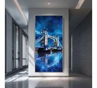 Diamond Painting Kits for Adults, 5D Diamond Art London Tower Bridge 40x90cm, DIY Large City Nightscape Dimond Art kits Adults, Crystal Rhinestone Embroidery Canvas for Home Wall Decor (RD866)