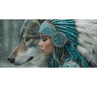 Diamond Painting Kits for Adults, 5D Diamond Art Native American Woman 70x140cm, DIY Large Wolf Dimond Art kits Adults, Crystal Rhinestone Embroidery Canvas Crafts for Home Wall Decor (RD634)