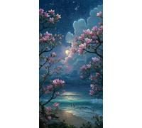 Diamond Painting Kits for Adults, 5D Diamond Art Pink Magnolia 40x70cm, DIY Large Starry Sky Dimond Art Kits Adults, Full Square Drill Crystal Rhinestone Embroidery Canvas for Home Wall Decor (SQ999)