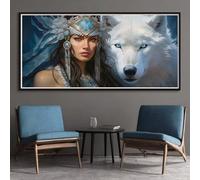 Diamond Painting Kits for Adults, 5D Diamond Art Queen 80x200cm, DIY Large White Wolf Dimond Art kits Adults, Full Drill Crystal Rhinestone Embroidery Canvas Crafts for Home Wall Decor (RD638)