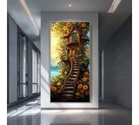 Diamond Painting Kits for Adults, 5D Diamond Art Tree House 90x180cm, DIY Large Fantasy Dimond Art kits Adults, Full Drill Crystal Rhinestone Embroidery Canvas Crafts for Home Wall Decor (RD797)