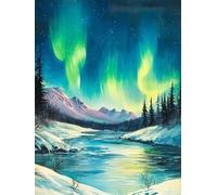 Diamond Painting Kits for Adults，5D DIY Aurora Green Diamond Art Craft Kits Beginners, Round Full Drill Crystal Rhinestone Painting Diamonds Gem Art, for Home Wall Decor Pictures Gifts 20 x 28 in Q417