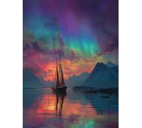 Diamond Painting Kits for Adults，5D DIY Aurora Ship Diamond Art Craft Kits Beginners, Round Full Drill Crystal Rhinestone Painting Diamonds Gem Art, for Home Wall Decor Pictures Gifts 32 x 44 in Q-414