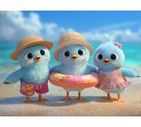 Diamond Painting Kits for Adults，5D DIY Chicken Beach Diamond Art Craft Kits Beginners, Round Full Drill Crystal Rhinestone Painting Diamonds Gem Art, for Home Wall Decoration Gifts 20 x 28 in Q-411