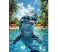Diamond Painting Kits for Adults,5D DIY Dolphins Are Cute Diamond Art Craft Kits Beginners, Round Full Drill Crystal Rhinestone Painting Diamonds Gem Art, for Home Wall Decor Gifts 24 x 32 in Q-238