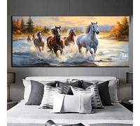 Diamond Painting Kits for Adults, 5D DIY Horse River Diamond Art Painting Crystal Creations, Large Diamond Art Rhinestone Embroidery, Personalised Paint by Nmbers, Home Wall Decor, Gifts 10x22in q474