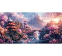 Diamond Painting Kits for Adults, 5D Large Diamond Art Cherry Blossoms with Accessories Full Drill Dimond Art Crafts Beginners, DIY Embroidery Crystal Picture Landscape for Home Decor 16x32 in o-1573