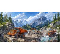 Diamond Painting Kits for Adults, 5D Large Diamond Art Landscape with Accessories Dimond Art Crafts Beginners, DIY Embroidery Crystal Picture Engineering Vehicles for Home Decor 24x48 inch o-186