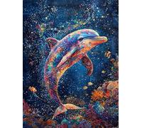 Diamond Painting Kits for Adults, Animal Diamond Art Kits for Adults Beginners, 5D DIY Dolphin Full Drill Round Painting, Rhinestone Gem Crystal Art Crafts, for Home Wall Decor and Gift, 30x40cm B-58