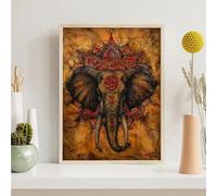 Diamond Painting Kits for Adults Animal, Elephant Diamond Art Kits for Adults Kids Beginners, DIY 5D Full Drill Round Dimond Dots Crystal Art for Home Office Wall Decor Gifts 20x26 inch PjY3657 8-H