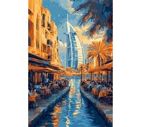 Diamond Painting Kits for Adults, Architectural Scenery Full Drill Diamond Painting Art Craft Kit Diamond Painting Set Embroidery Canvas Painting for Home Wall Decor 45x60cm Round Drill Jx1400