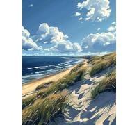 Diamond Painting Kits for Adults, Beach Diamond Art Landscape Dimond Painting 5D DIY Full Round Drill Gem Art Embroidery Cross Stitch Kits for Adults Beginner, Room Decor, Gifts 25 * 35CM -wyl25067H