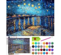 Diamond Painting Kits for Adults Beginner and Kids, Famous Paintings by Van Gogh 5D Full Drill Diamond Mosaic Paintings DIY for Home Wall Decor, 12"x16" Canvas (Starry Night Over The Rhone)