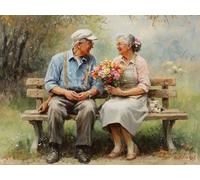 Diamond Painting Kits for Adults Beginner, Elderly Couple Diamond Art Kits Adults, 5D Dimond Art Kit Landscape Cross Stitch Crystal Gem Arts and Crafts Pictures, for Christmas Decor 70 x 100 cm C-6168