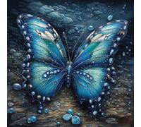 Diamond Painting Kits for Adults Beginners Blue Butterfly DIY Diamond Art Kit Full Round Drill Paint by Diamonds Dot Gem Arts and Crafts Crystal Sets for Home Wall Decor 35x35cm(y8)