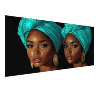 Diamond Painting Kits for Adults Blue,African Woman Diamond Art Kits for Beginners,Full Round Drill Crystal Art Crafts for Adults,Embroidery Canvas Painting for Autumn Decorations Home,30x60cm W1-49