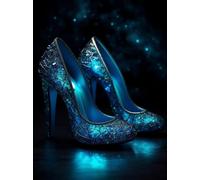 Diamond Painting Kits for Adults Blue Butterfly High Heel Shoe DIY Diamond Art Kit Full Round Drill Crystal Acrylic Beads Paint by Diamonds Dot Gem Arts Kits for Home Wall Decor 30x40cm(C352)