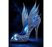 Diamond Painting Kits for Adults Blue Crystal High Heel Shoe DIY Diamond Art Kit Full Round Drill Crystal Acrylic Beads Paint Diamonds Arts Kits for Home Wall Decor 30x40cm(C358)