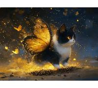 Diamond Painting Kits for Adults, Butterfly Diamond Art Kits, DIY Full Drill Cat Gem Art for Beginner, 5D Crystal Cross Stitch Arts and Crafts for Adults, for Home Wall Decor 20x30 cm/8x12 in W-10287