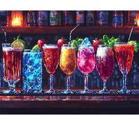 Diamond Painting Kits for Adults Cocktail, Small Diamond Art Kits Color, 5D DIY Round Full Drill Crystal Art Embroidery Cross Stitch, Mosaic Crafts Pictures Room Decor, Gifts for Women 50x40cm E0-996