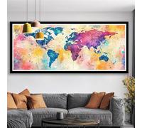 Diamond Painting Kits for Adults Color Diamond Art Kits Beginners DIY Map Full Round Crystal Art Canvas Painting 5D Rhinestone Embroidery Cross Stitch Pictures for Home Decor Gifts 200x80 cm S0-618