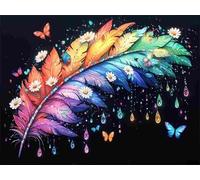 Diamond Painting Kits for Adults Color, Small Diamond Art Kits Feather, 5D DIY Round Full Drill Crystal Art Embroidery Cross Stitch, Mosaic Crafts Pictures Room Decor, Gifts for Women 30x20cm E0-496