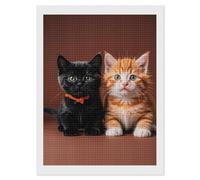 Diamond Painting Kits for Adults Cute Kitten Black And Orange Cat DIY Paint by Numbers for Adults Beginner 5D Full Drill Square Diamond Dots Paintings Picture Arts Craft for Home Wall Decor 12"x16"