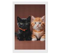 Diamond Painting Kits for Adults Cute Kitten Black And Orange Cat DIY Paint by Numbers for Adults Beginner 5D Full Drill Square Diamond Dots Paintings Picture Arts Craft for Home Wall Decor 8"x12"