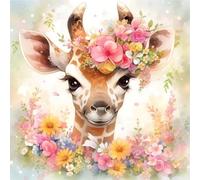 Diamond Painting Kits for Adults, Diamond Art Kits for Kids, 5D Diamond Paint by Numbers Kit, DIY Crystal Diamond Dots Full Drill, Diamond Painting Art Craft Gifts for Home Decor Giraffe 40x40cm