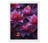Diamond Painting Kits for Adults - DIY Diamond Art Kits for Beginners - Full 5D Paint Drill Diamond Dots Paintings- Flower Leaves Purple Red Flower Diamonds Pictures Gem Art And Craft Wall Decor 12"x1